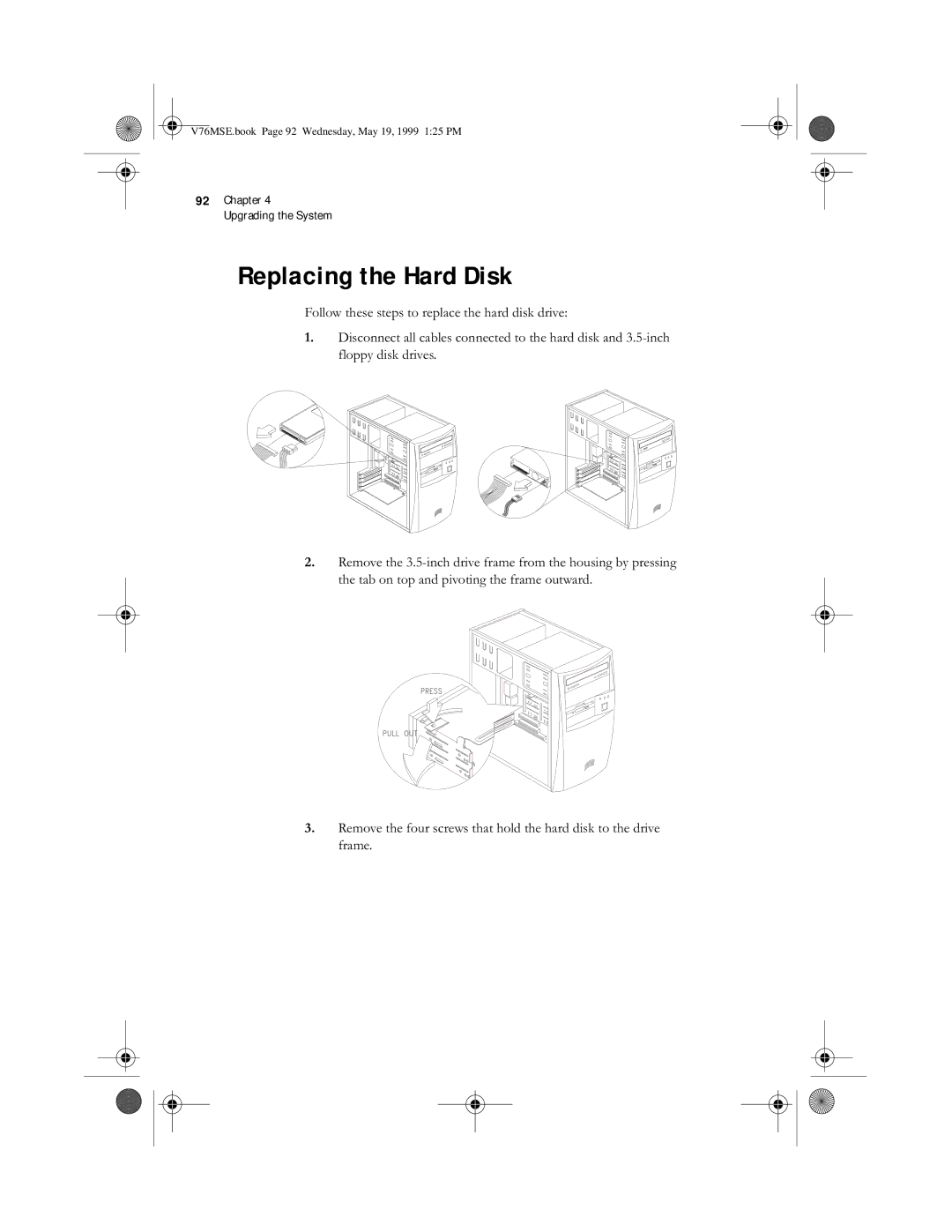 Acer SE manual Replacing the Hard Disk,  - 8 