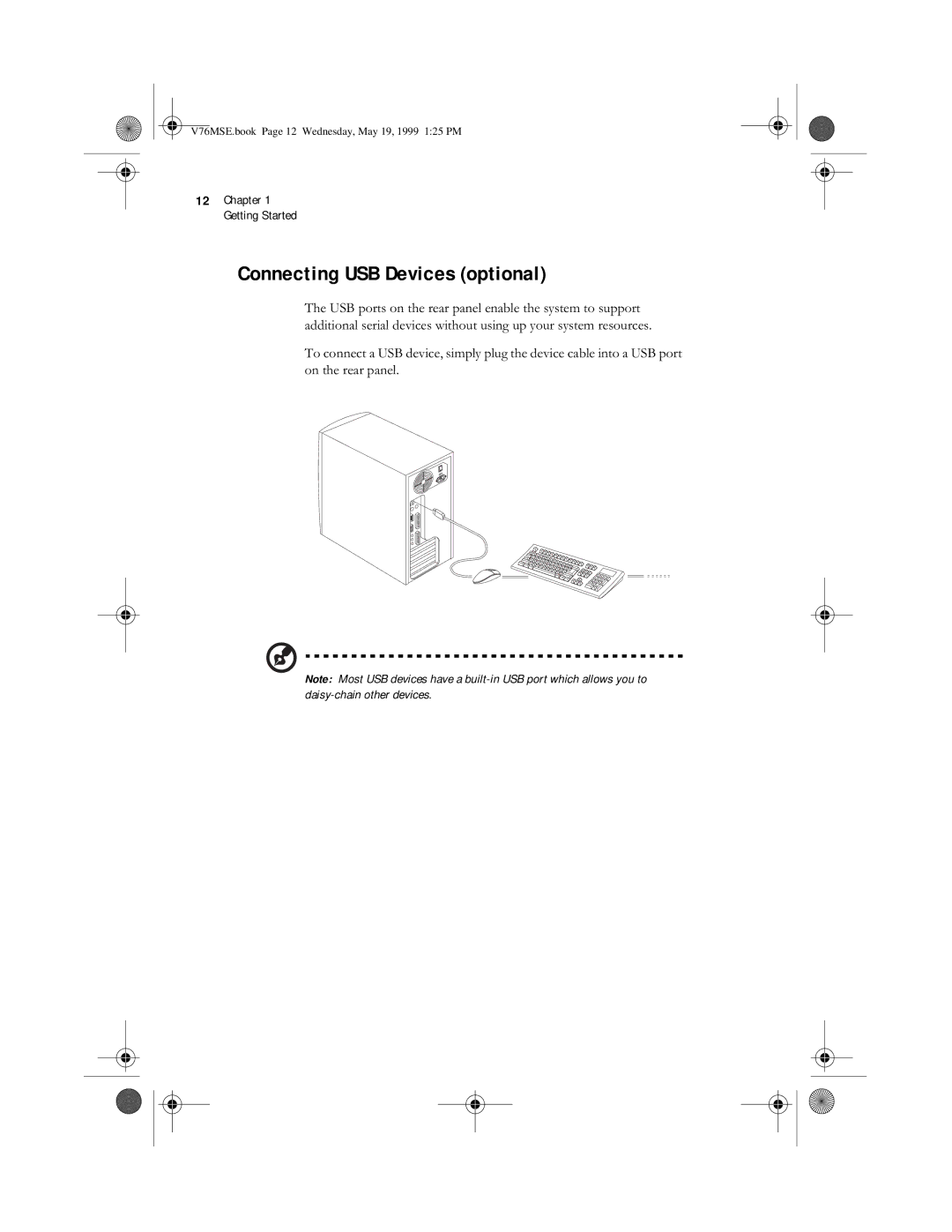 Acer SE manual Connecting USB Devices optional 