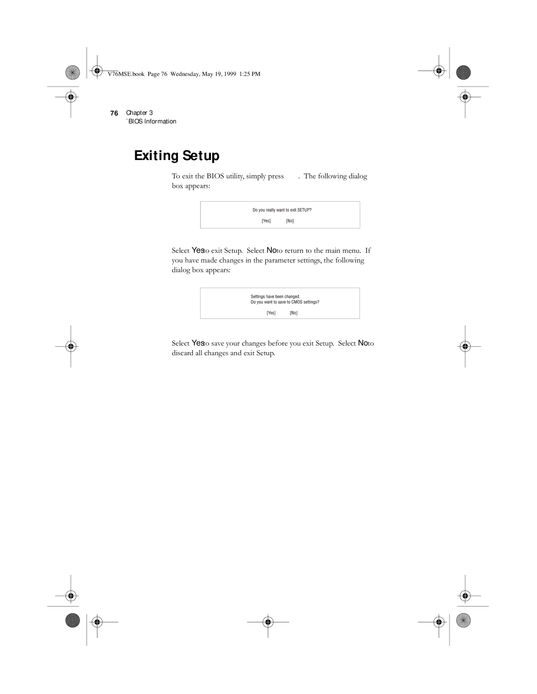 Acer SE manual Exiting Setup 