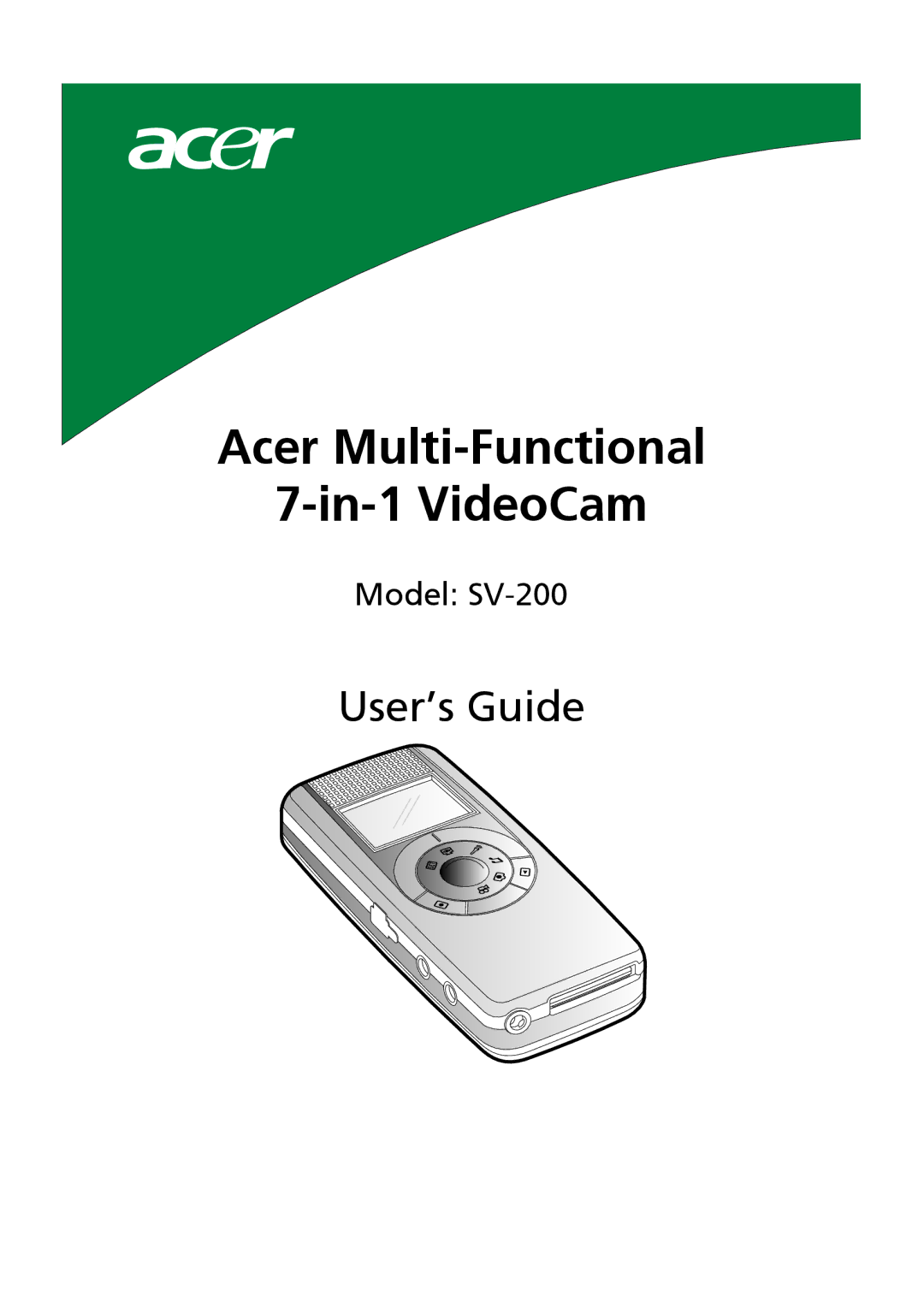 Acer manual Acer Multi-Functional In-1 VideoCam, Model SV-200 