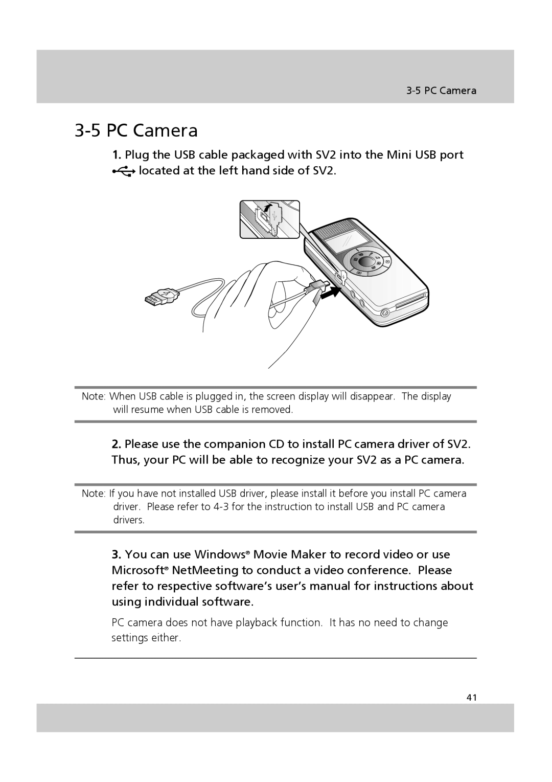 Acer SV-200 manual PC Camera 