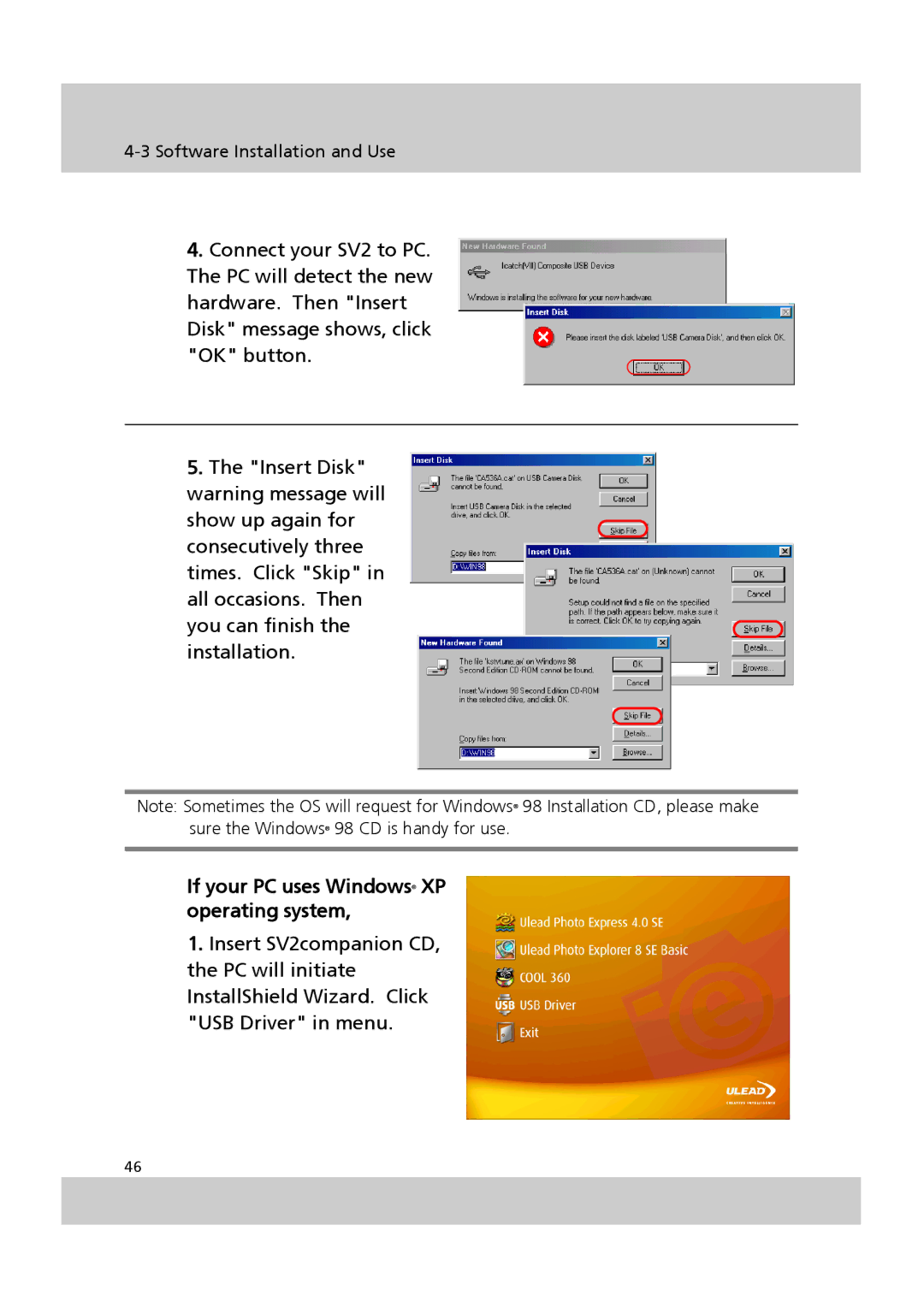 Acer SV-200 manual If your PC uses Windows XP operating system 