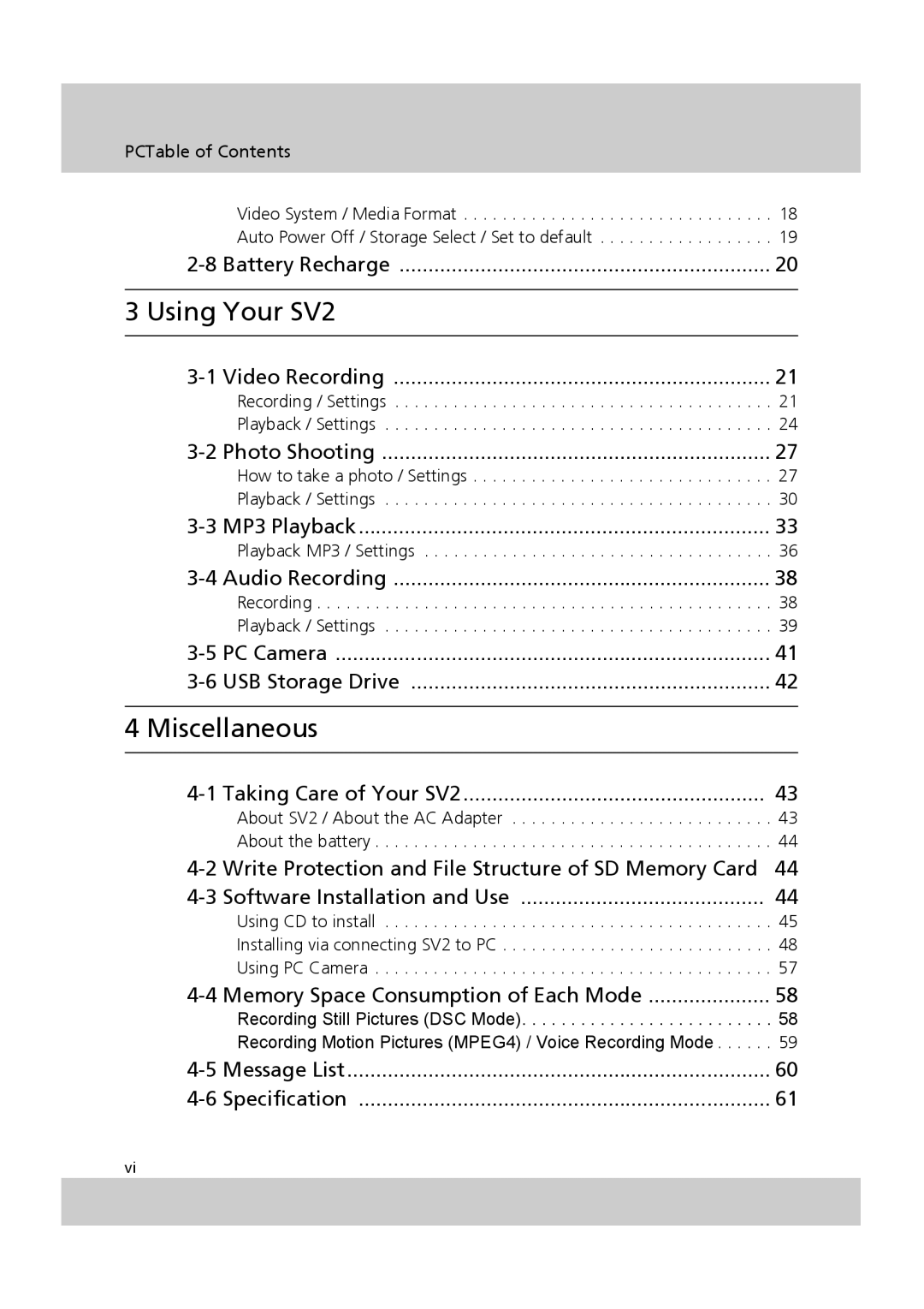 Acer SV-200 manual Using Your SV2, Miscellaneous 