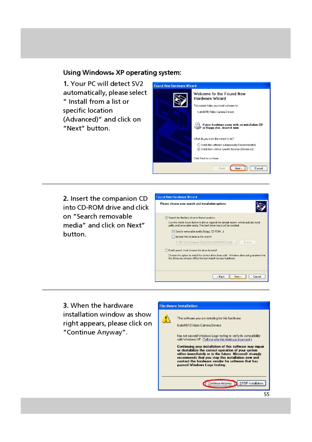 Acer SV-200 manual Using Windows XP operating system 