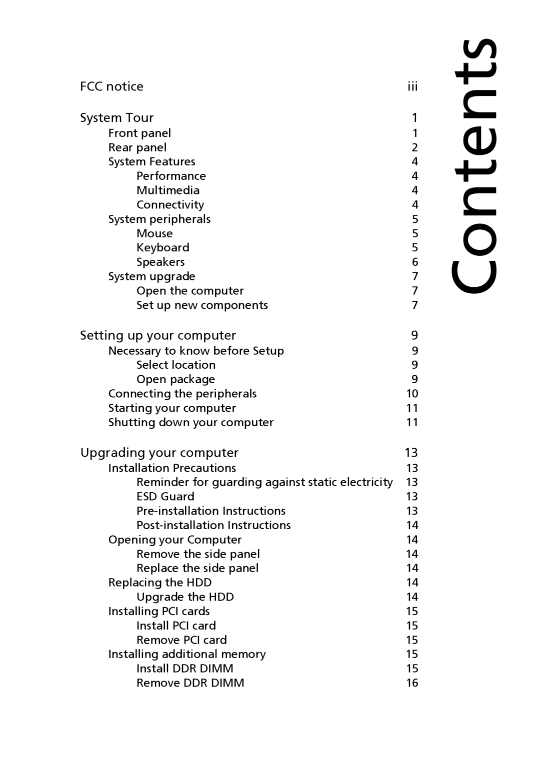 Acer T100 manual Contents 