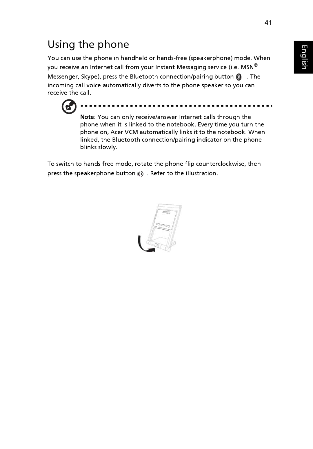 Acer TravelMate 2480, TravelMate 3270, TravelMate 3260 manual Using the phone 