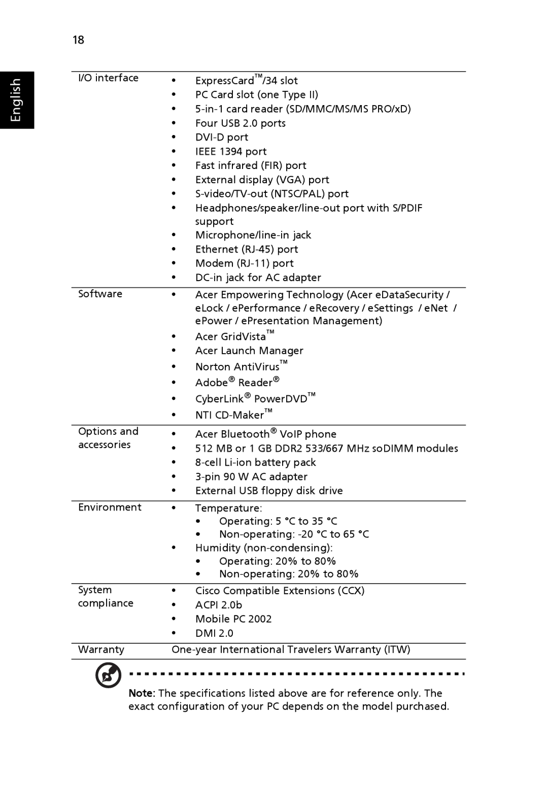 Acer TravelMate 4260 manual English 