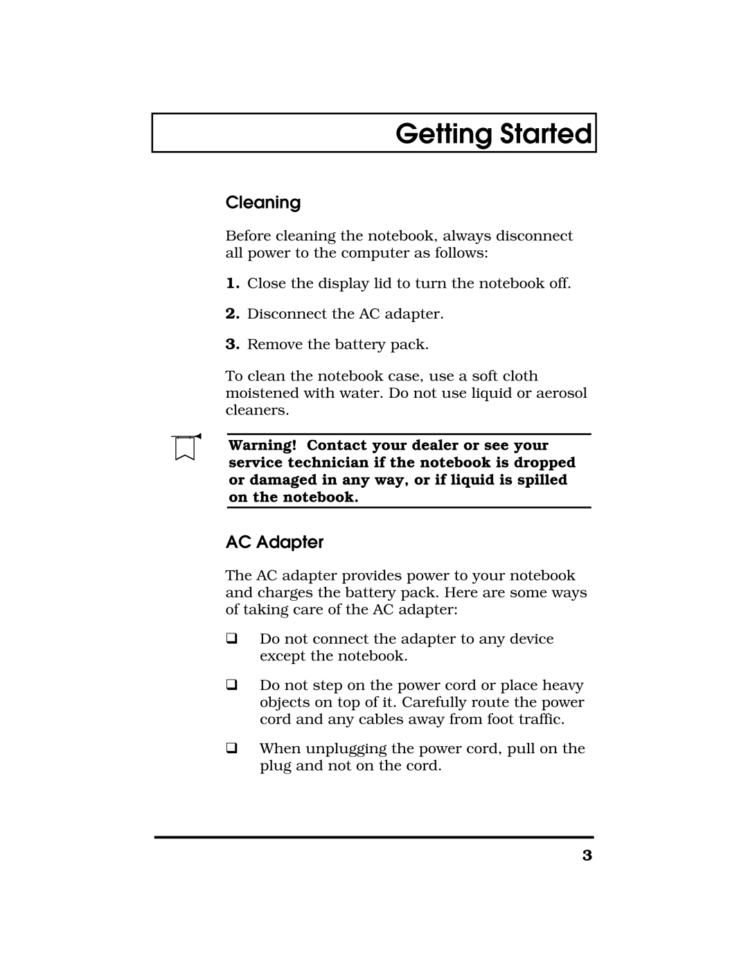 Acer TravelMate 7300 manual Cleaning, AC Adapter 