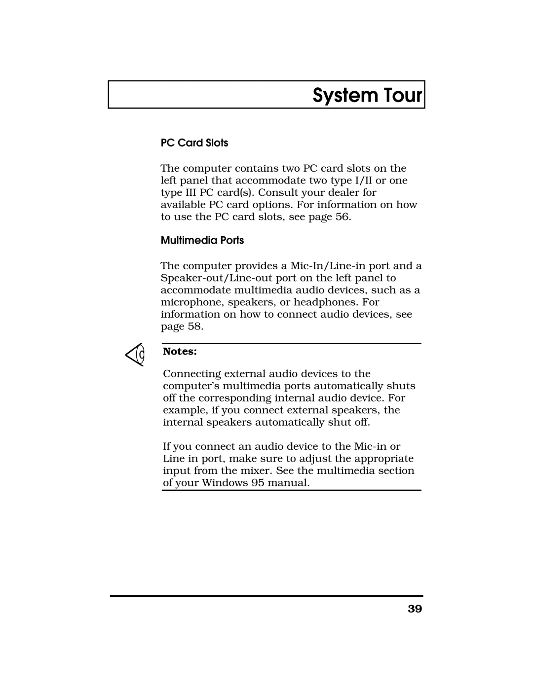 Acer TravelMate 7300 manual PC Card Slots, Multimedia Ports 