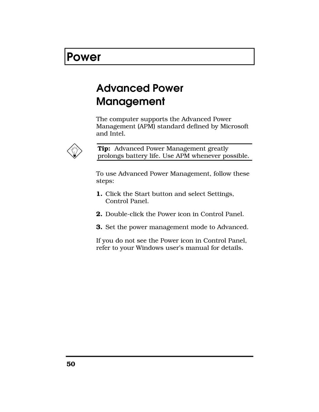 Acer TravelMate 7300 manual Advanced Power Management 