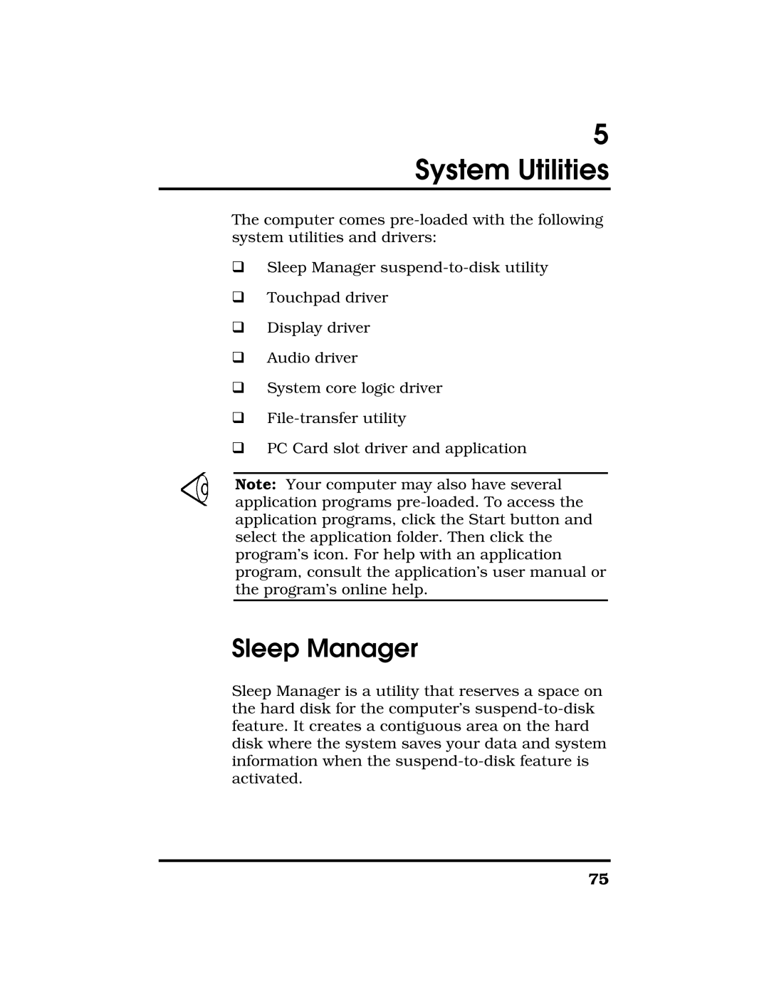 Acer TravelMate 7300 manual System Utilities, Sleep Manager 