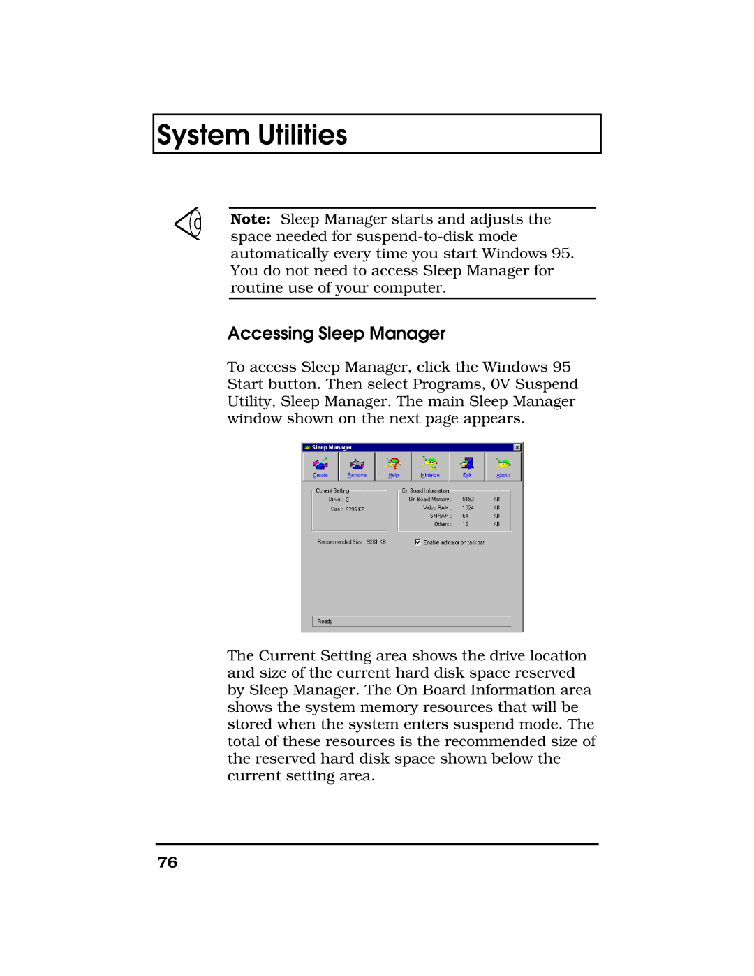 Acer TravelMate 7300 manual Accessing Sleep Manager 