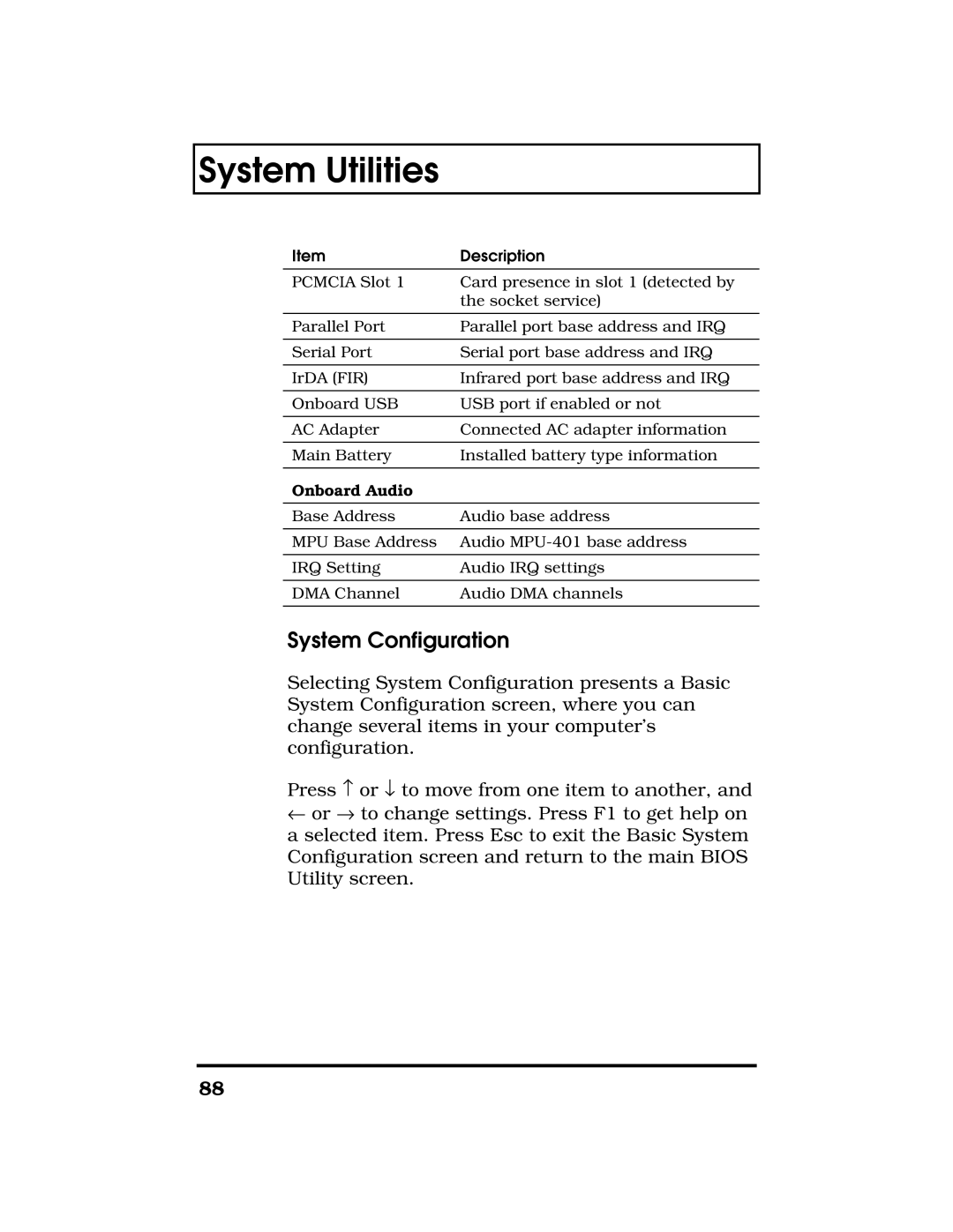 Acer TravelMate 7300 manual System Configuration, Onboard Audio 