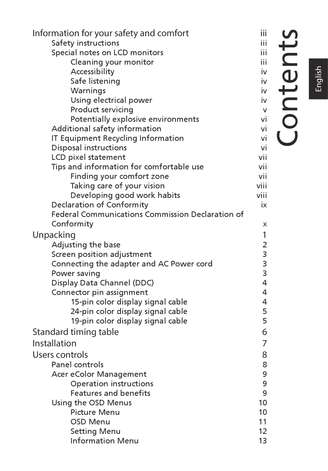 Acer UM.HS5AA.001 manual Contents 