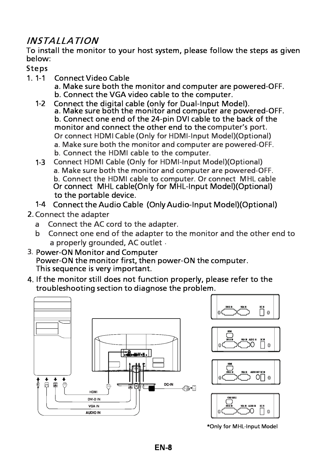 Acer UM.WH6AA.002, UM.VH6AA.003 manual Installation, EN-8 