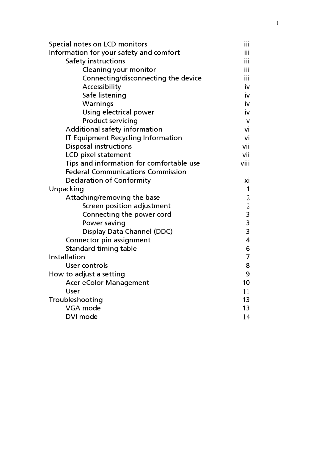 Acer V173 manual 