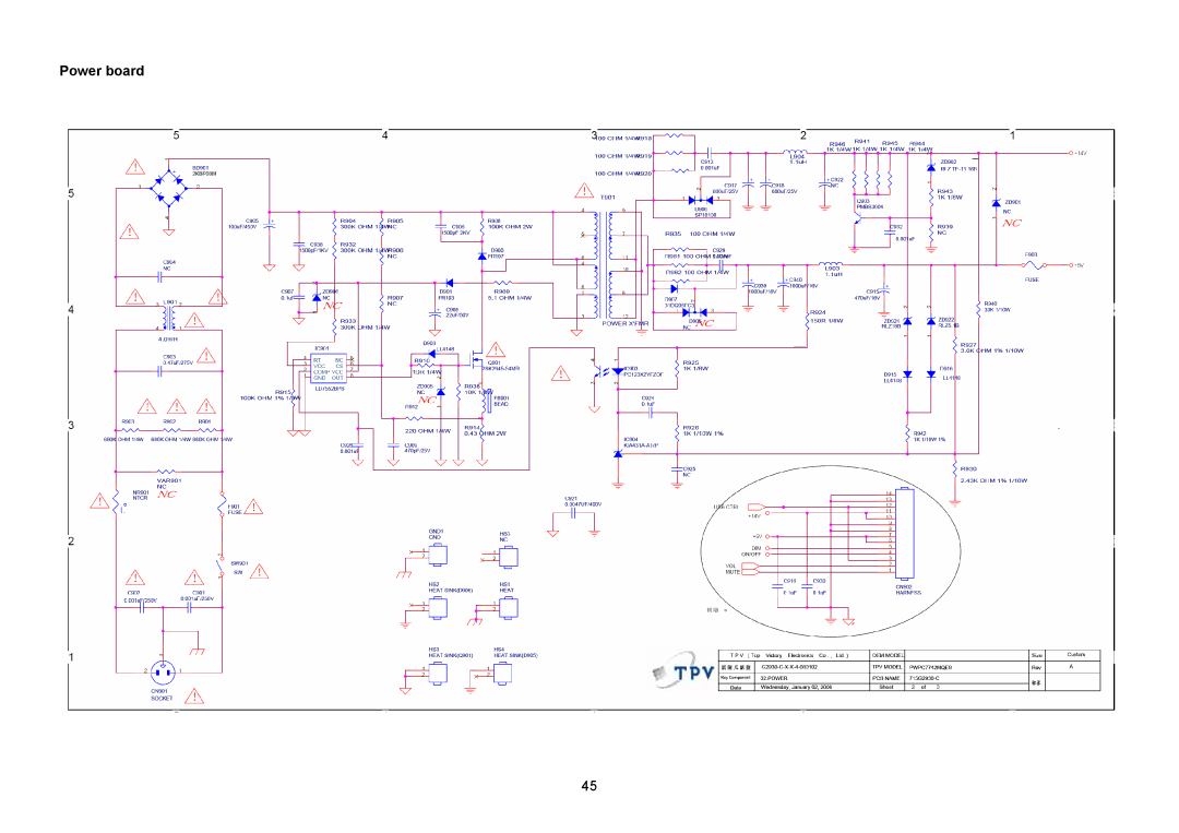 Acer V203W manual Power board 