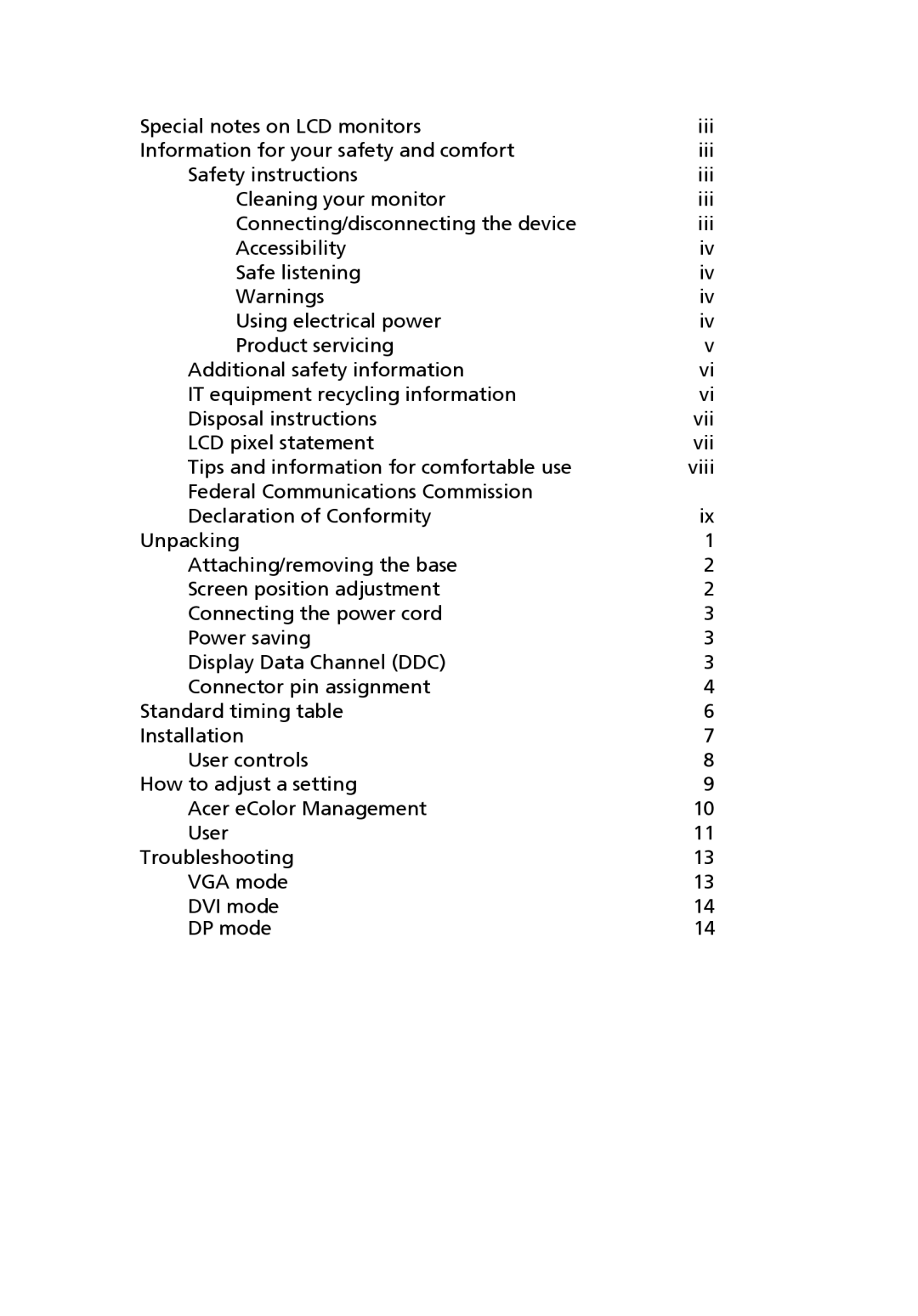 Acer V223PWL manual 