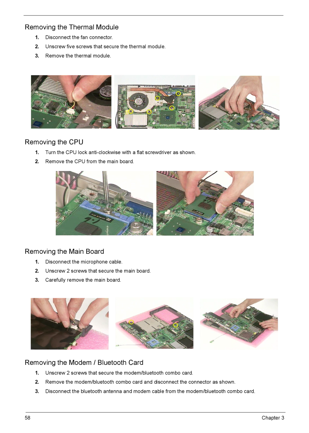 Acer VD.T25V7.001 manual Removing the Thermal Module 