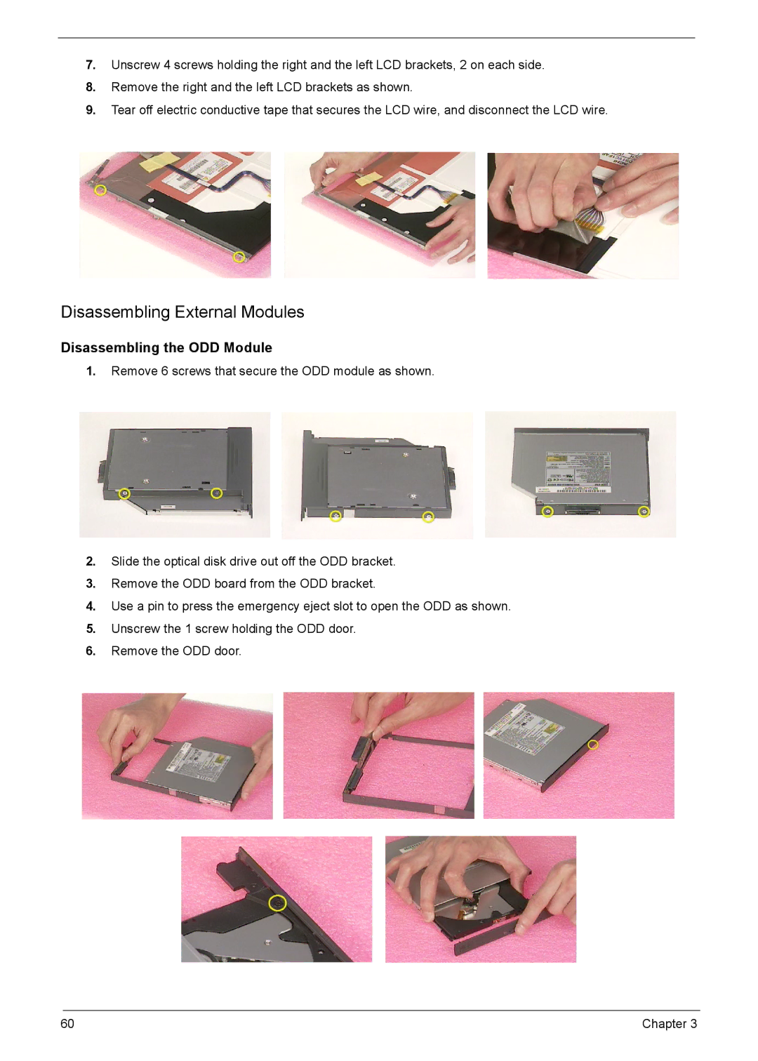 Acer VD.T25V7.001 manual Disassembling External Modules 