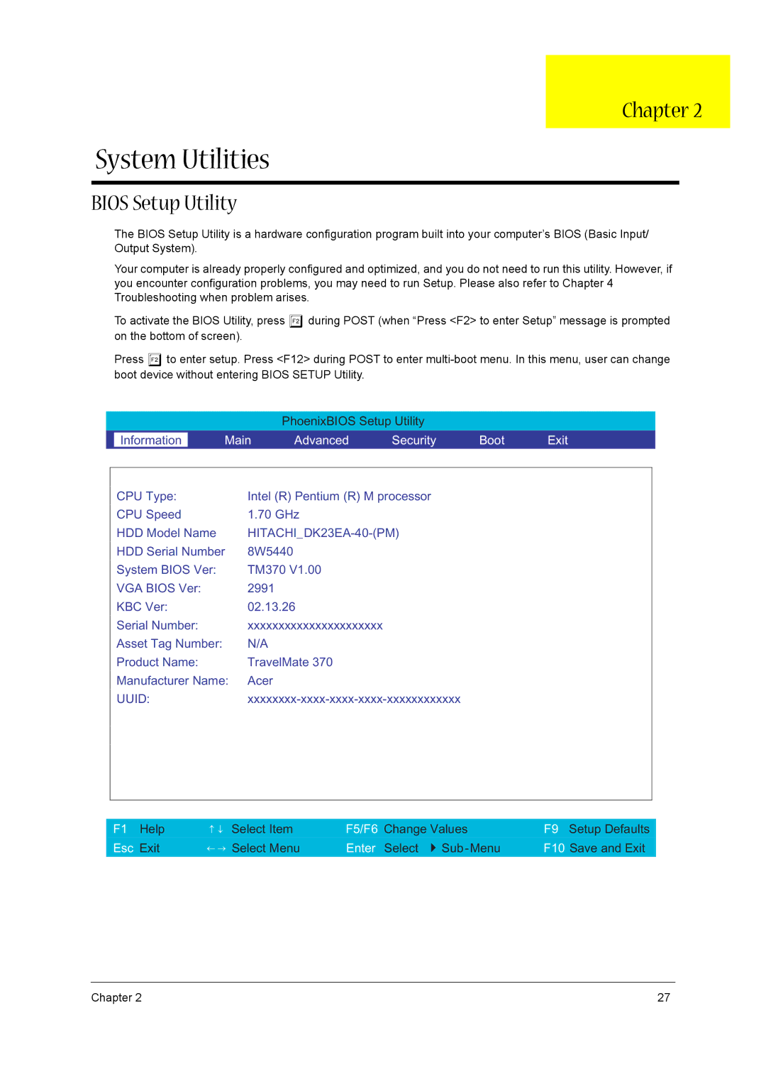 Acer VD.T39V1.001 manual System Utilities, Bios Setup Utility 