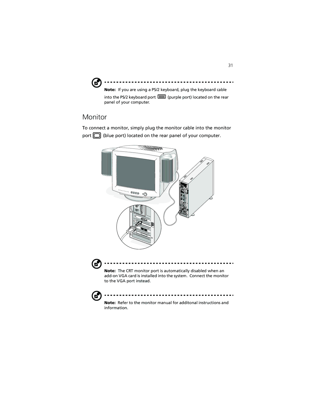 Acer Veriton 3300 manual Monitor 