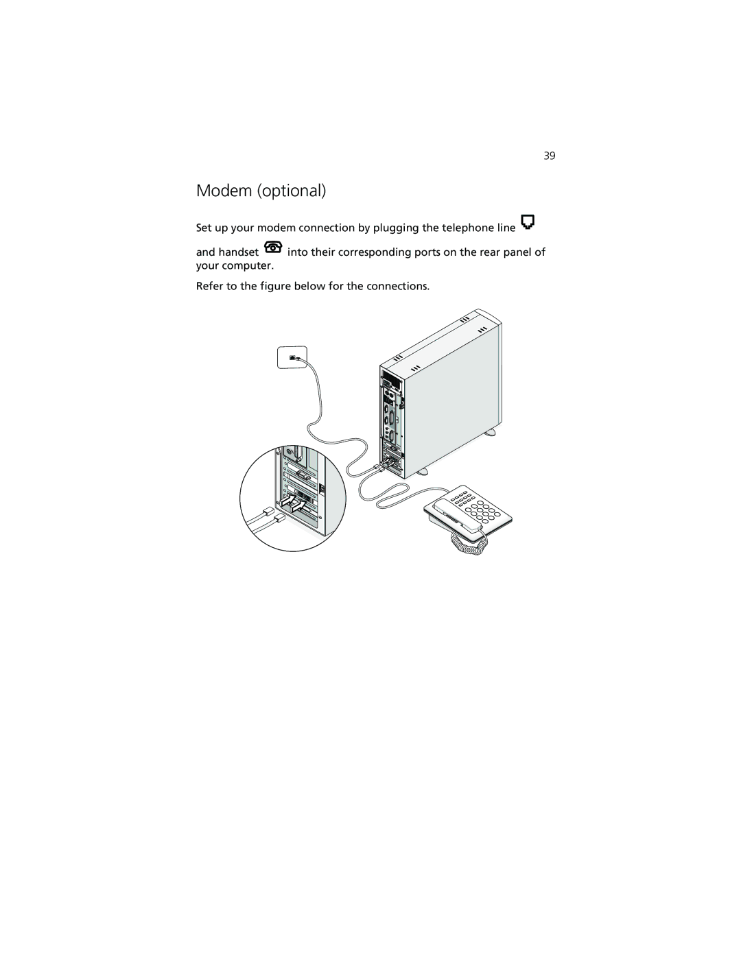 Acer Veriton 3300 manual Modem optional 