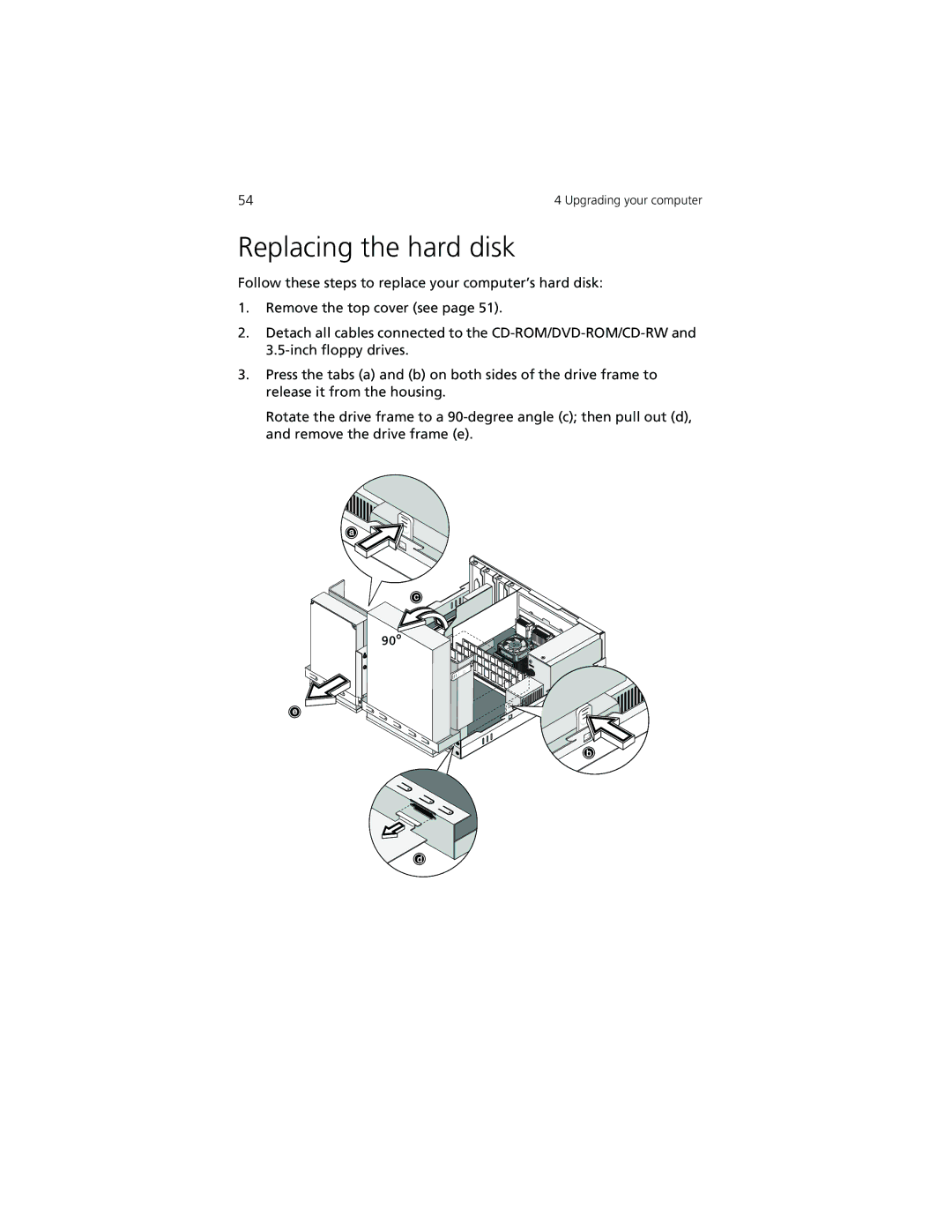 Acer Veriton 3300 manual Replacing the hard disk 