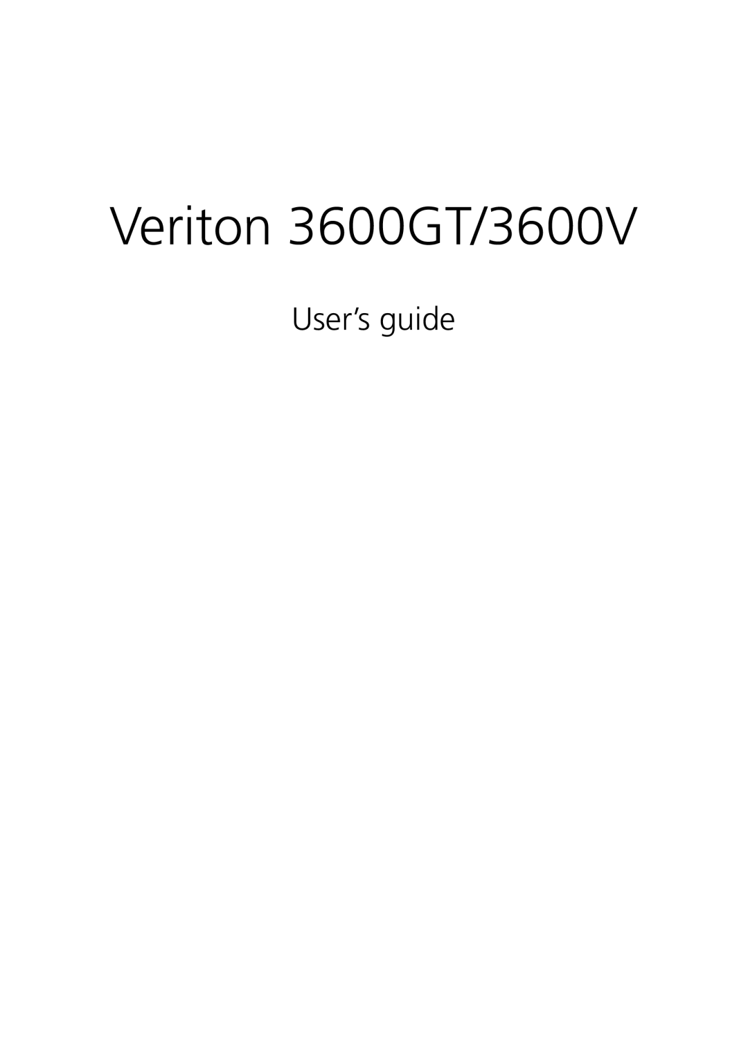 Acer Veriton 3600V manual Veriton 3600GT/3600V, User’s guide 