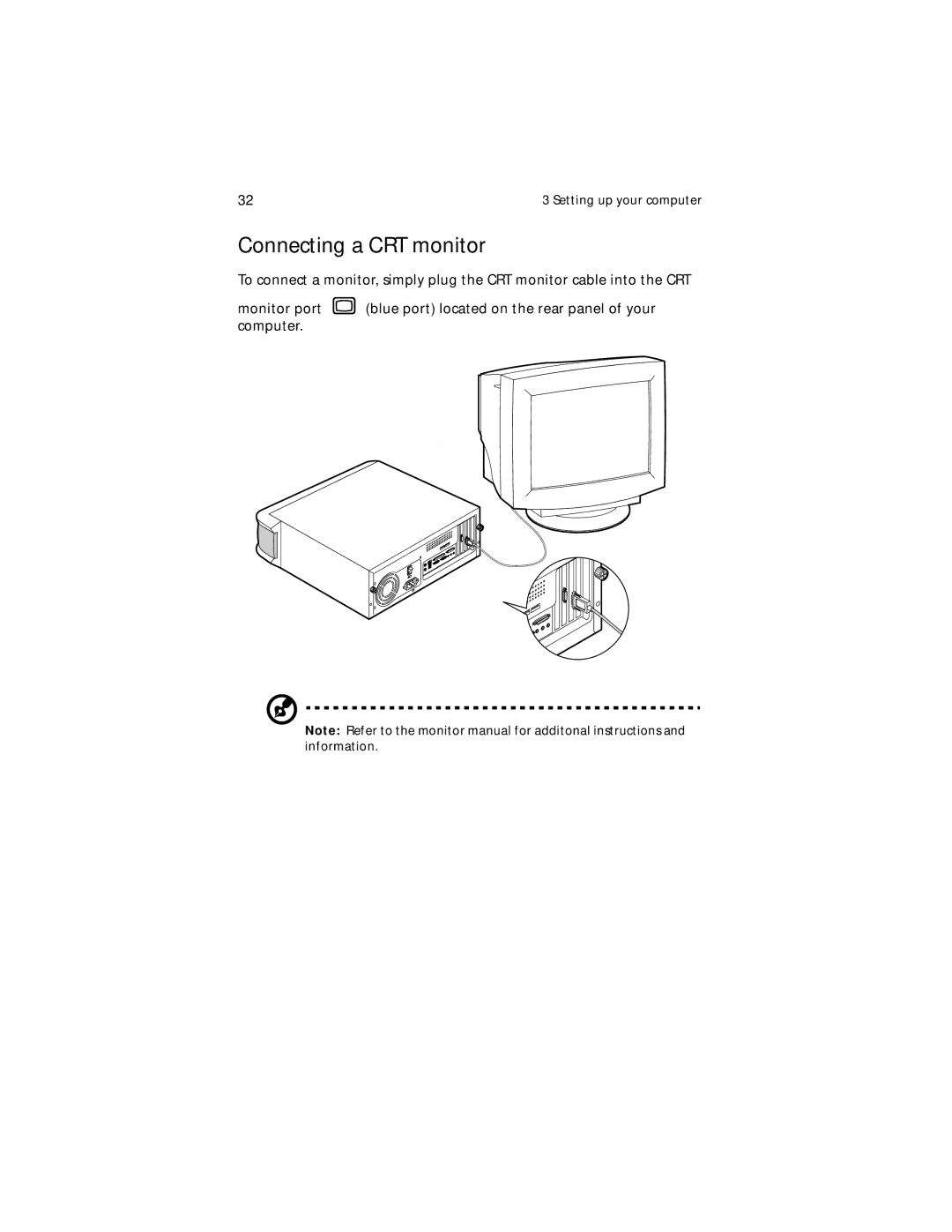 Acer Veriton 5200 manual Connecting a CRT monitor 