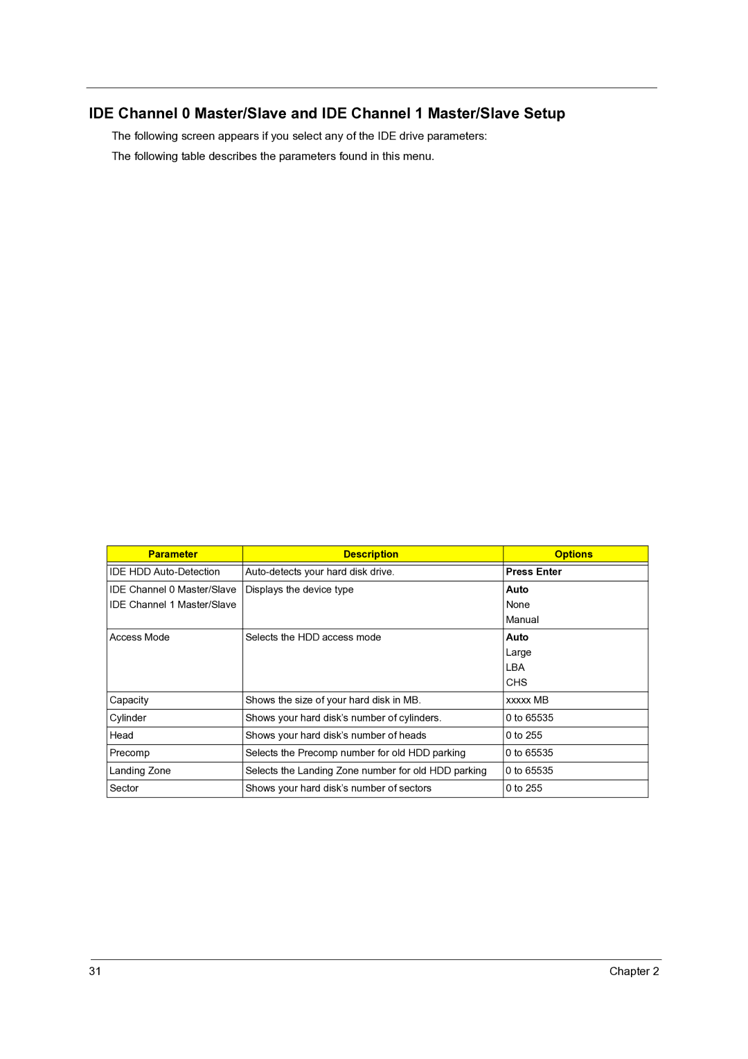 Acer Veriton 3600GT/3600V, Veriton 5600GT/5600V, Veriton 7600GTR/7600GT/7600V manual Press Enter, Auto, Lba, Chs 