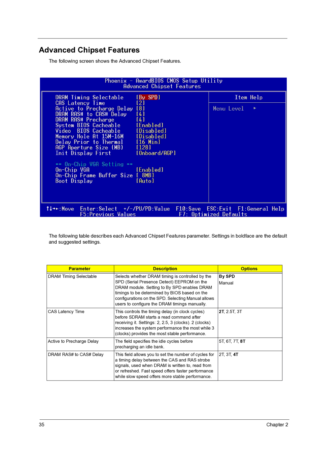 Acer Veriton 7600GTR/7600GT/7600V, Veriton 5600GT/5600V, Veriton 3600GT/3600V manual Advanced Chipset Features, By SPD 