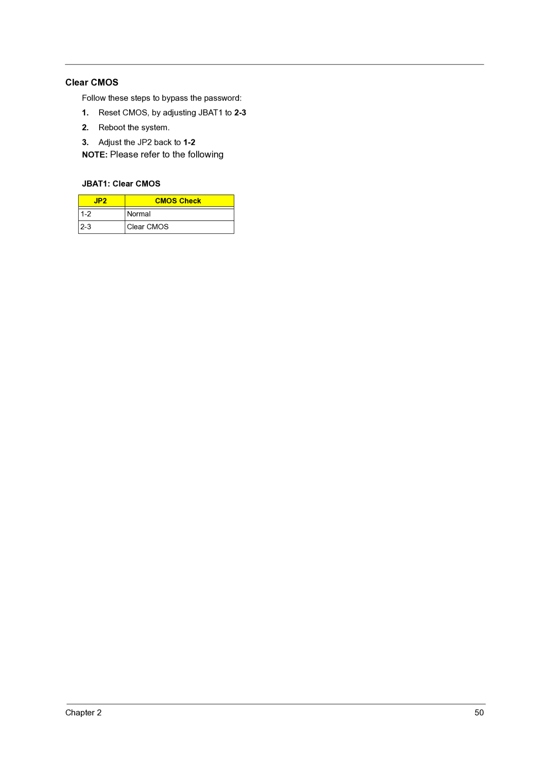 Acer Veriton 7600GTR/7600GT/7600V, Veriton 5600GT/5600V, Veriton 3600GT/3600V manual JBAT1 Clear Cmos, Cmos Check 