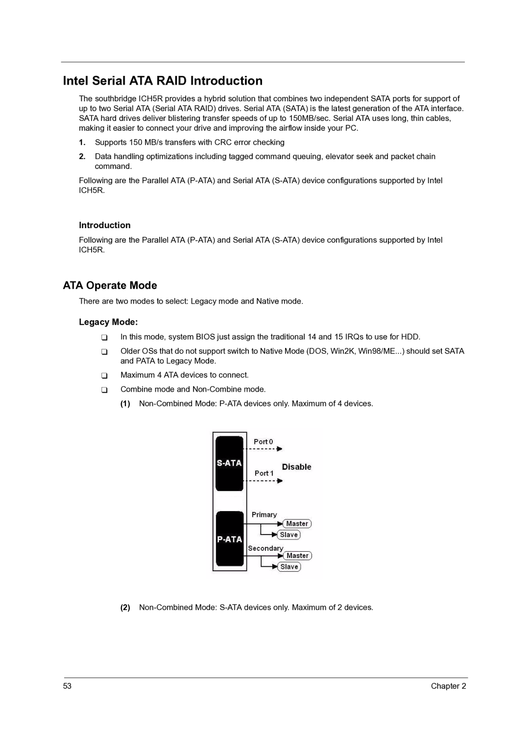 Acer Veriton 7600GTR/7600GT/7600V, Veriton 5600GT/5600V Intel Serial ATA RAID Introduction, ATA Operate Mode, Legacy Mode 