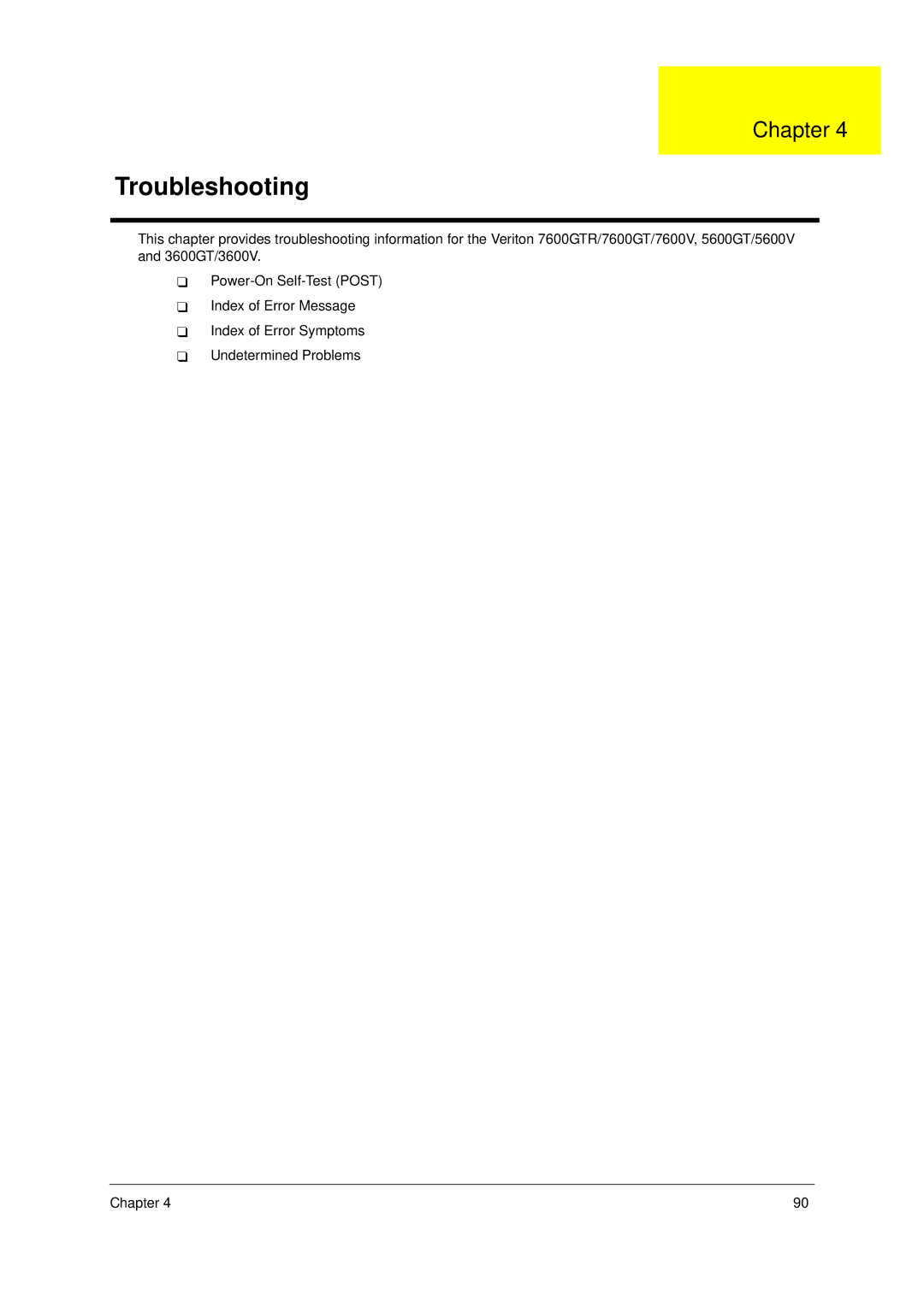 Acer Veriton 5600GT/5600V, Veriton 3600GT/3600V, Veriton 7600GTR/7600GT/7600V manual Troubleshooting 