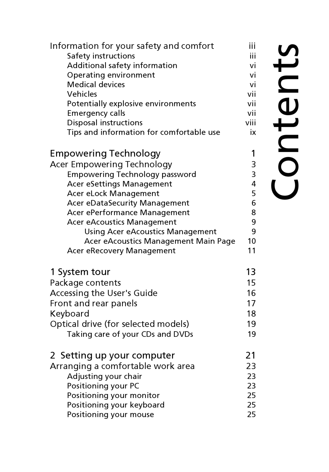 Acer Veriton manual Contents 