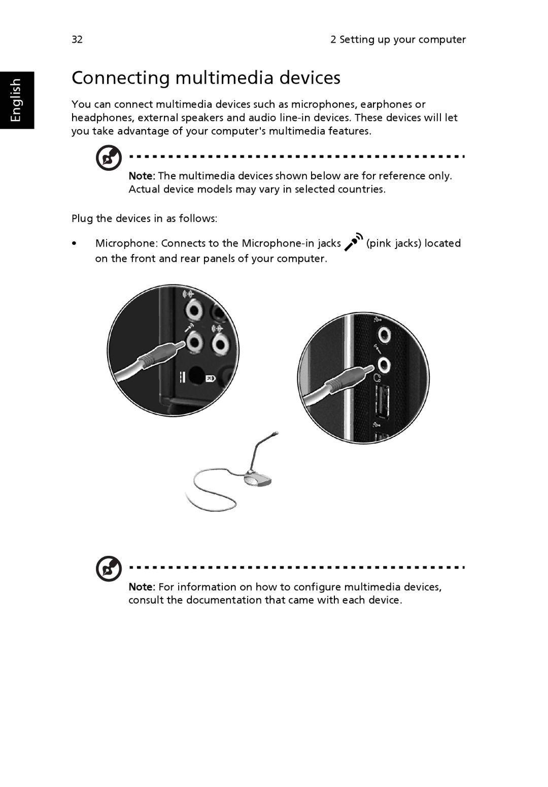 Acer Veriton manual Connecting multimedia devices 