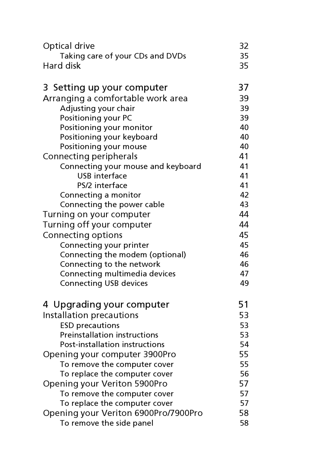 Acer VX4618GUI7260W manual Setting up your computer, Upgrading your computer 