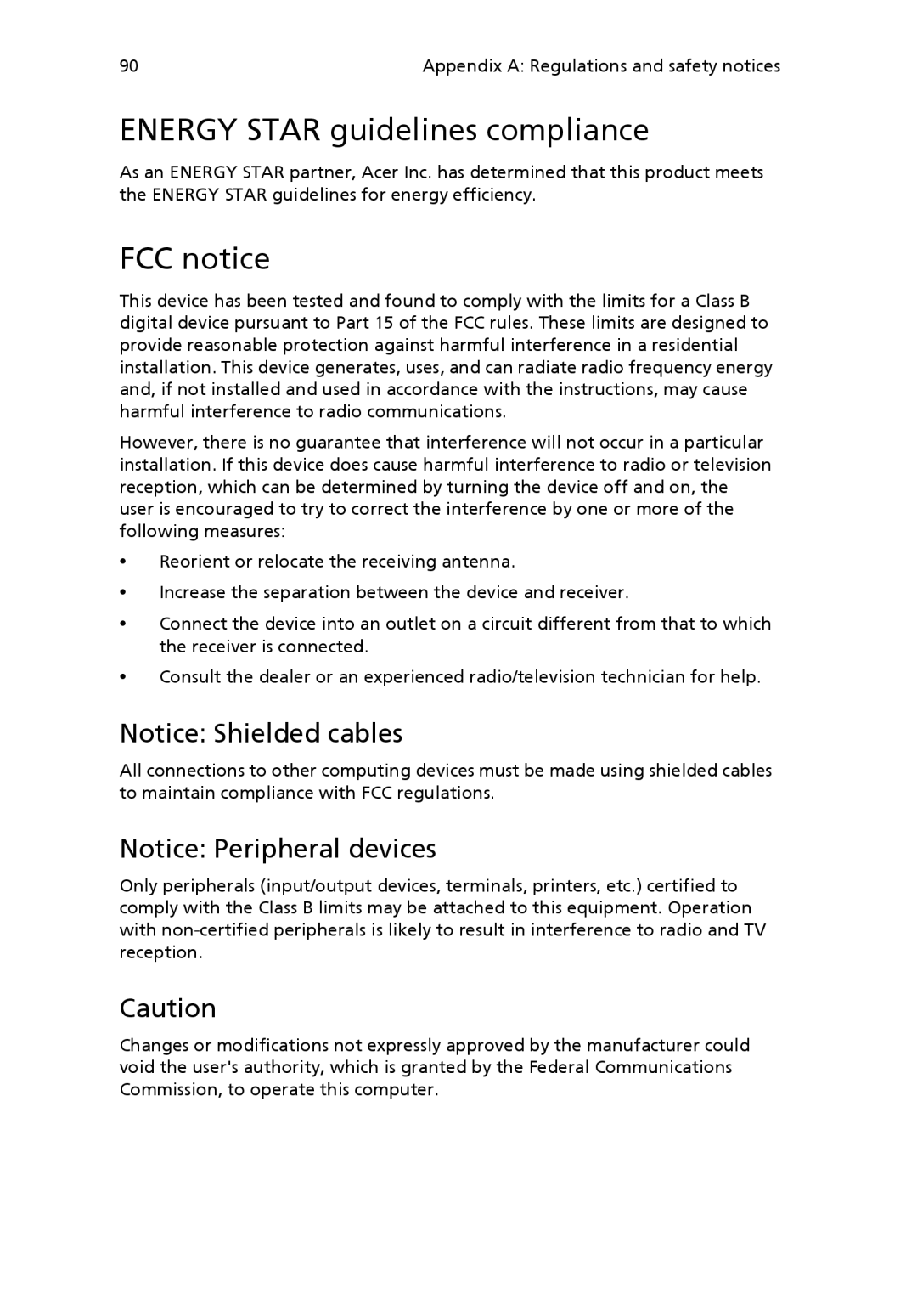 Acer VX4618GUI7260W manual Energy Star guidelines compliance, FCC notice 