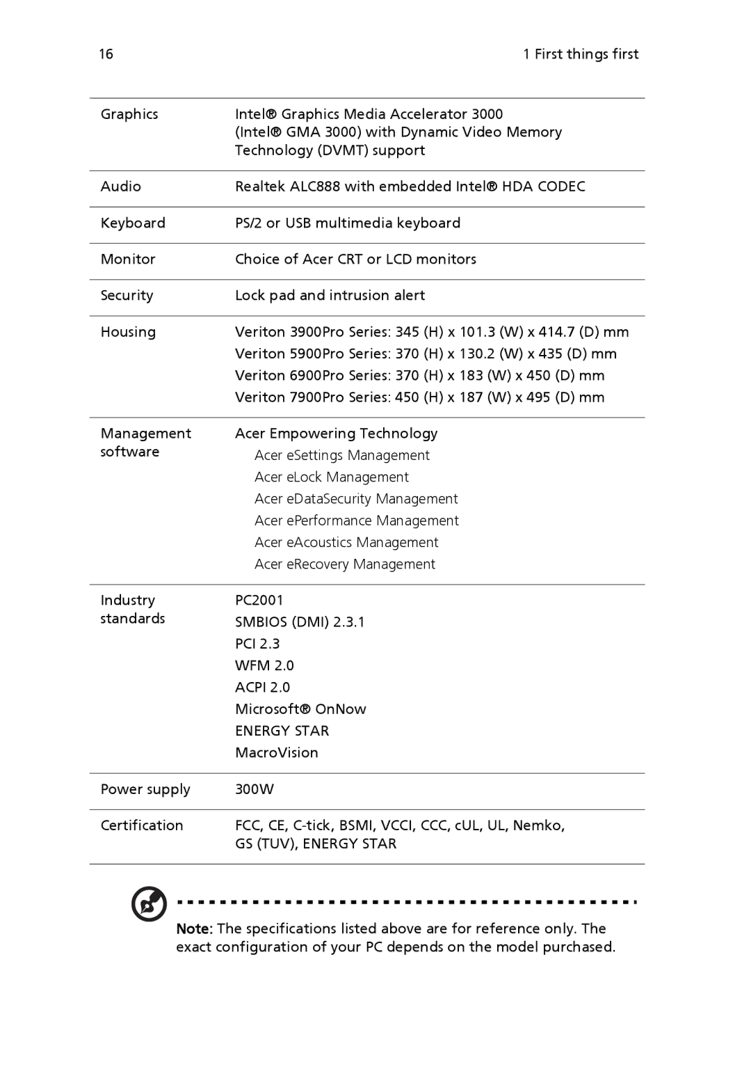 Acer VX4618GUI7260W manual GS TUV, Energy Star 