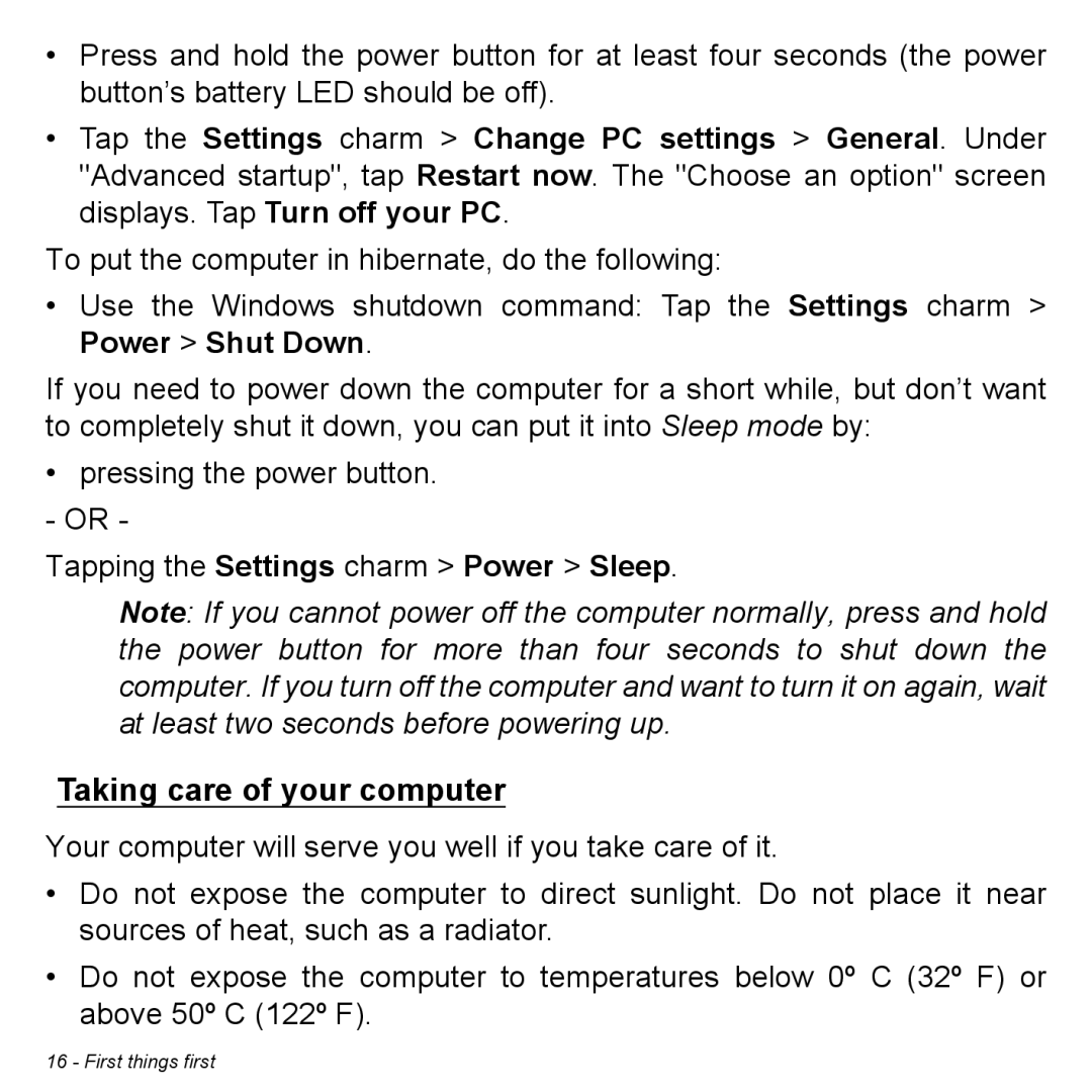 Acer W7006454, NT.L0EAA.003 manual Taking care of your computer 