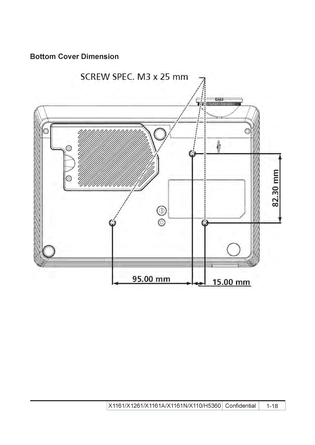 Acer X110 service manual Bottom Cover Dimension 