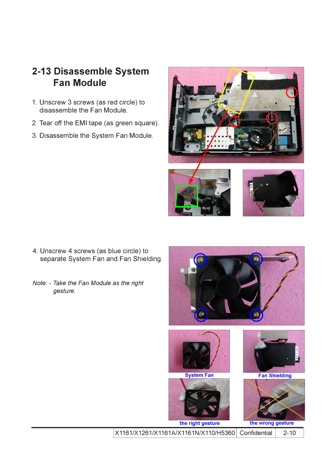 Acer X110 service manual Disassemble System Fan Module 