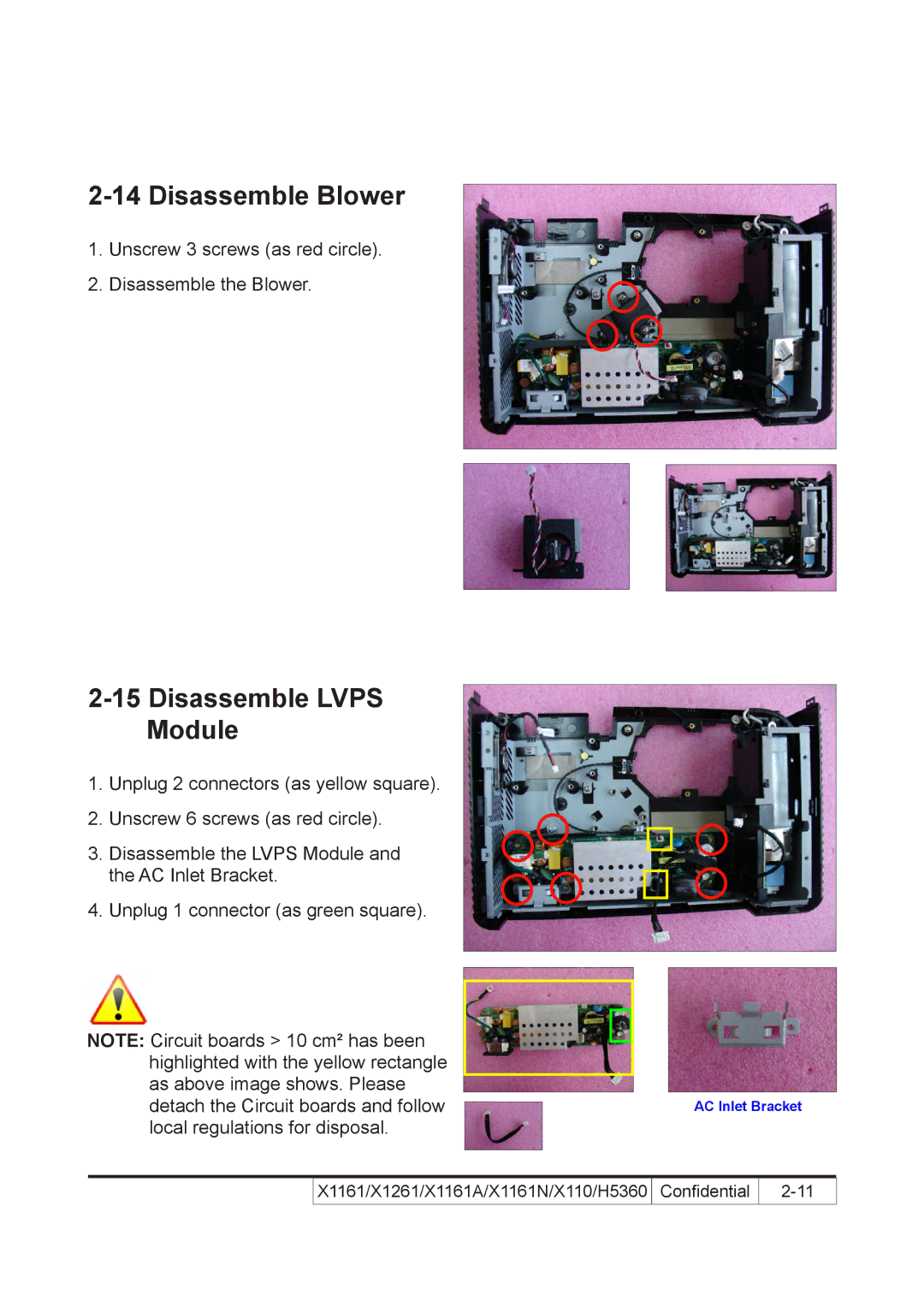 Acer X110 service manual Disassemble Blower, Disassemble Lvps Module 