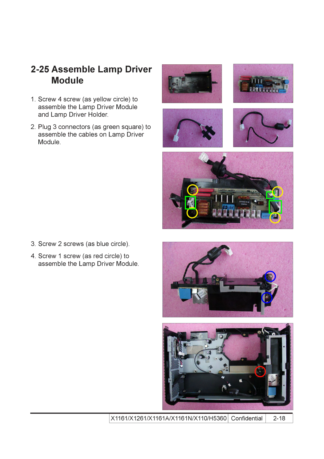 Acer X110 service manual Assemble Lamp Driver Module 