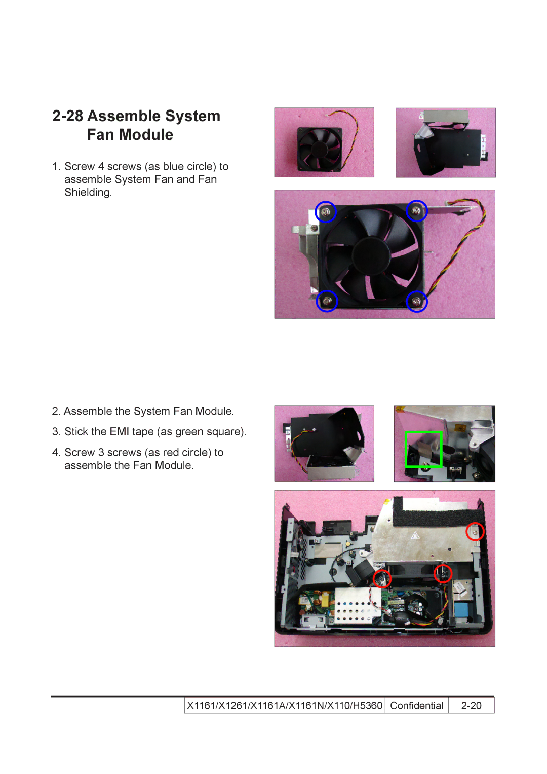 Acer X110 service manual Assemble System Fan Module 