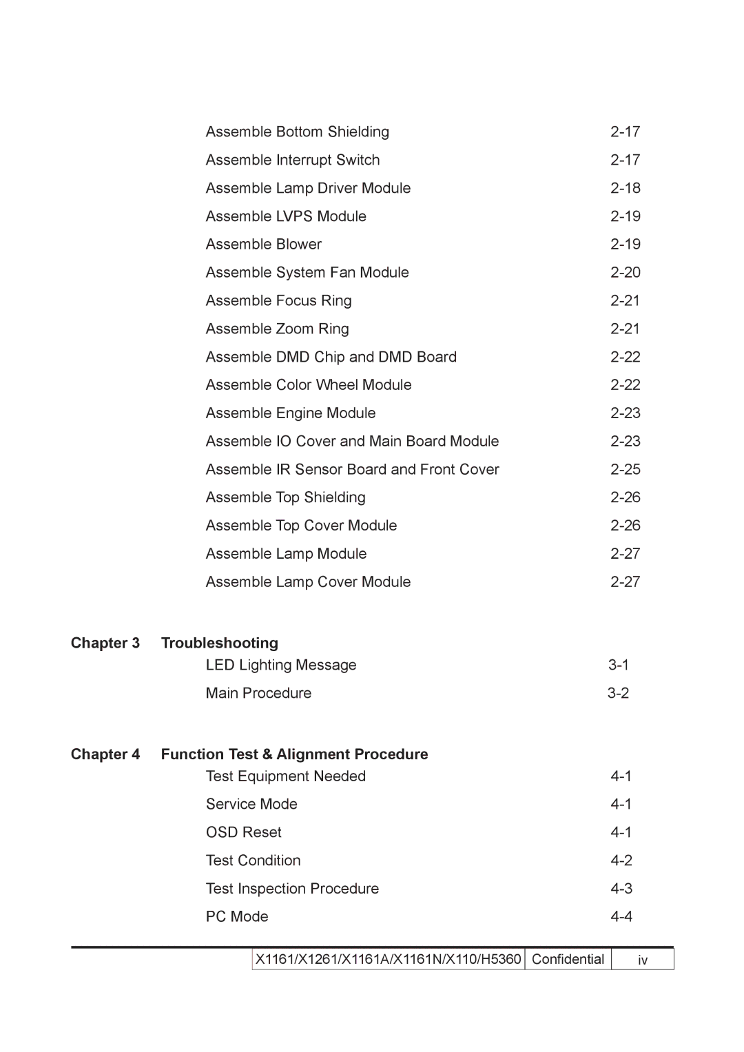 Acer X110 service manual Troubleshooting, Function Test & Alignment Procedure 