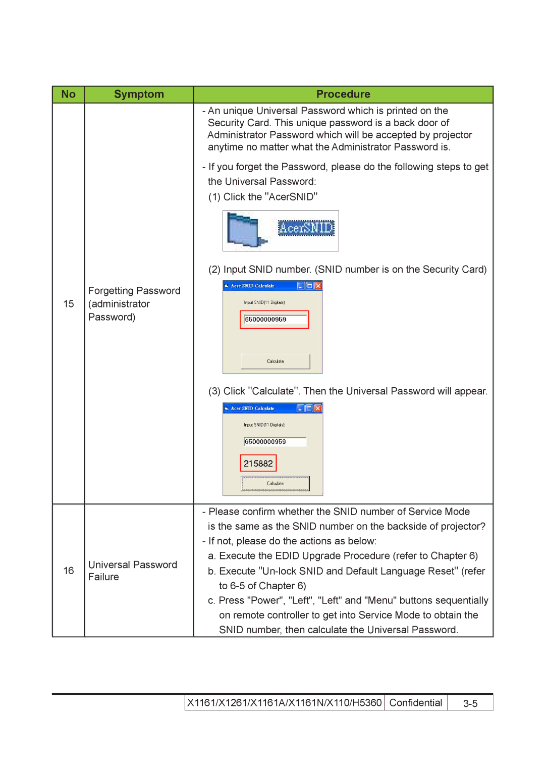 Acer X110 service manual An unique Universal Password which is printed on 