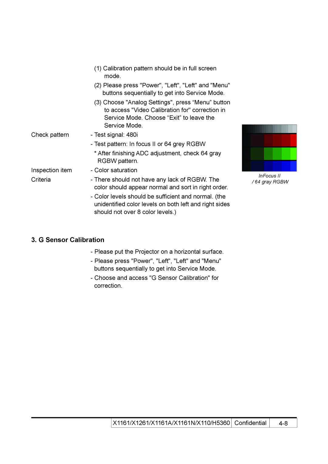 Acer X110 service manual Sensor Calibration 