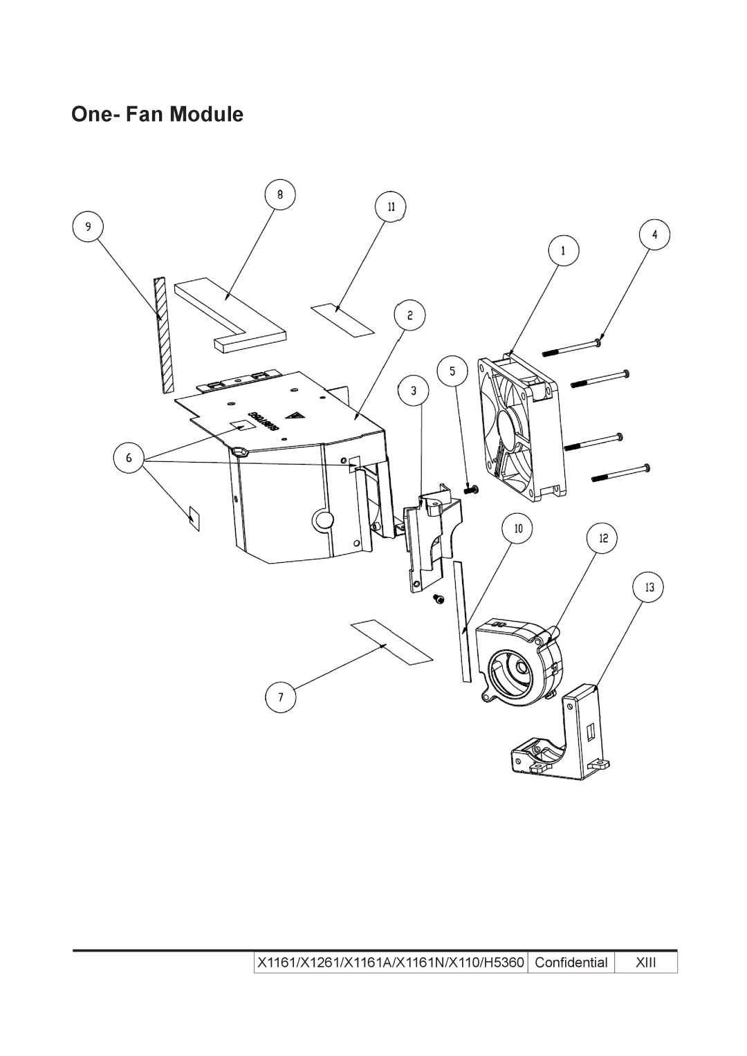 Acer X110 service manual One- Fan Module, Xiii 